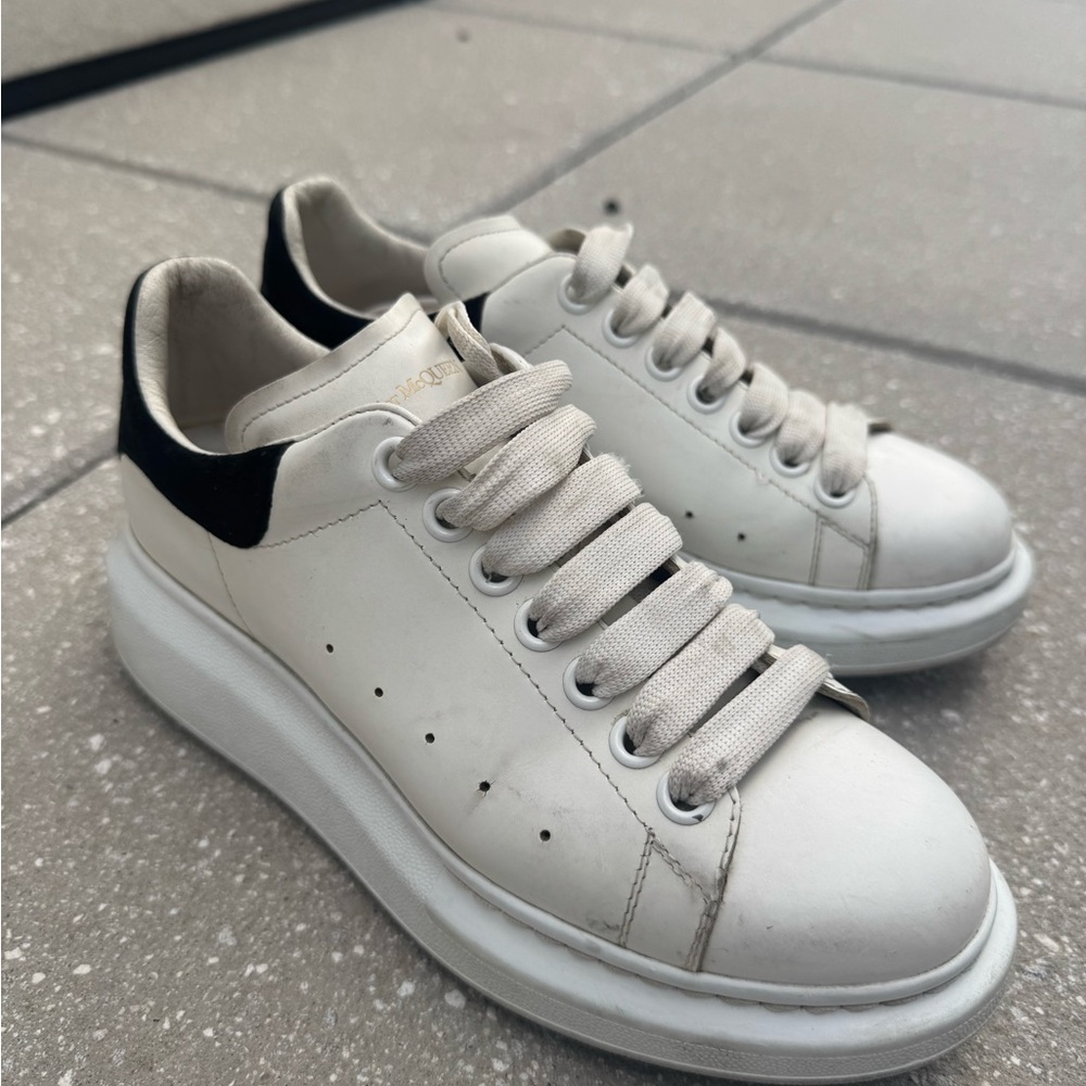 Alexander McQueen White and Black Platform Sneakers